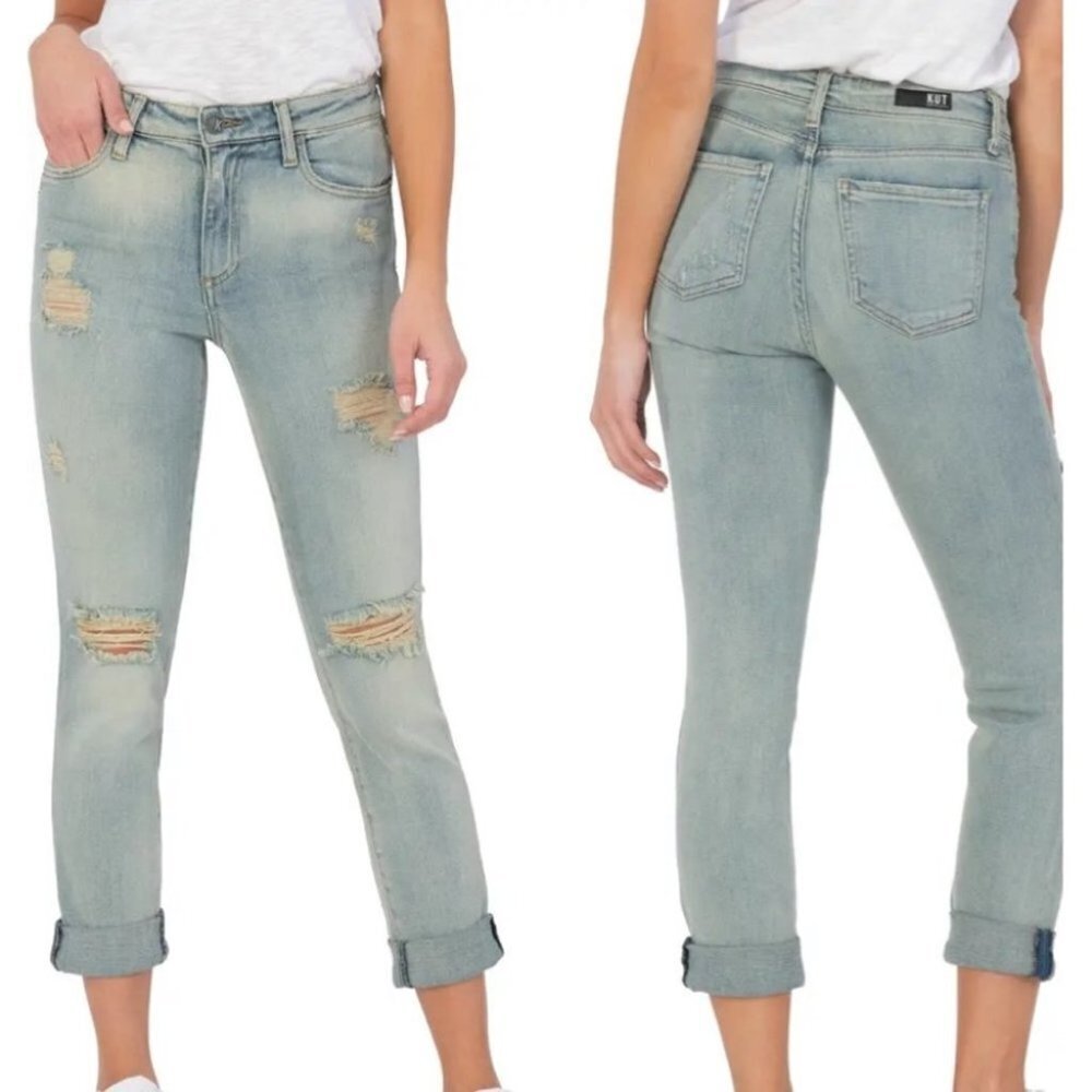 Kut From the Kloth | Catherine Ripped High Waist Slim Boyfriend Jeans In Variety